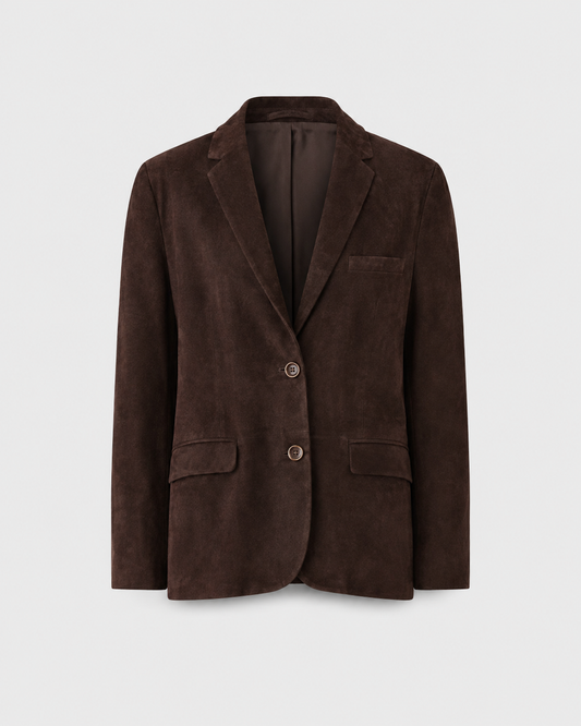 Blazer de Camurça Marrom Café