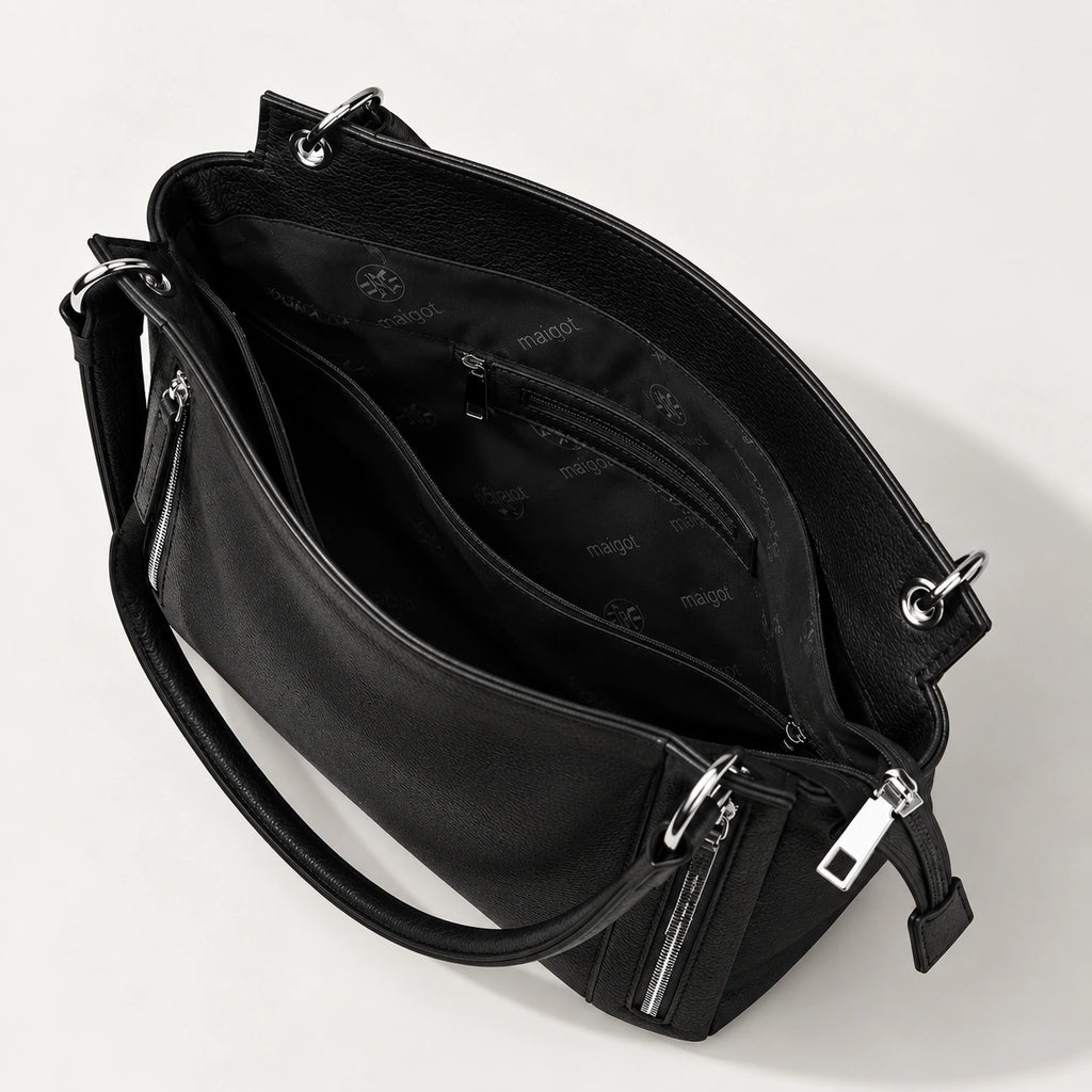 Bolsa Feminina Preta Em Couro Siena