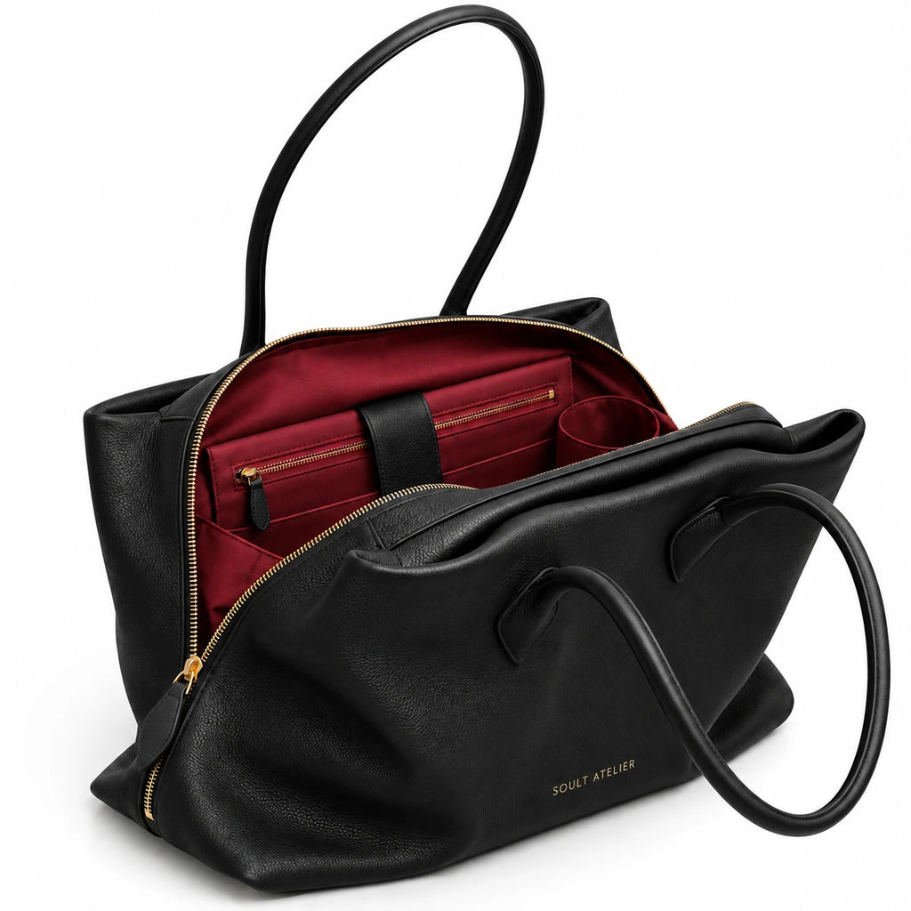 Bolsa Feminina Preta Em Couro Aurora | Soult Atelier