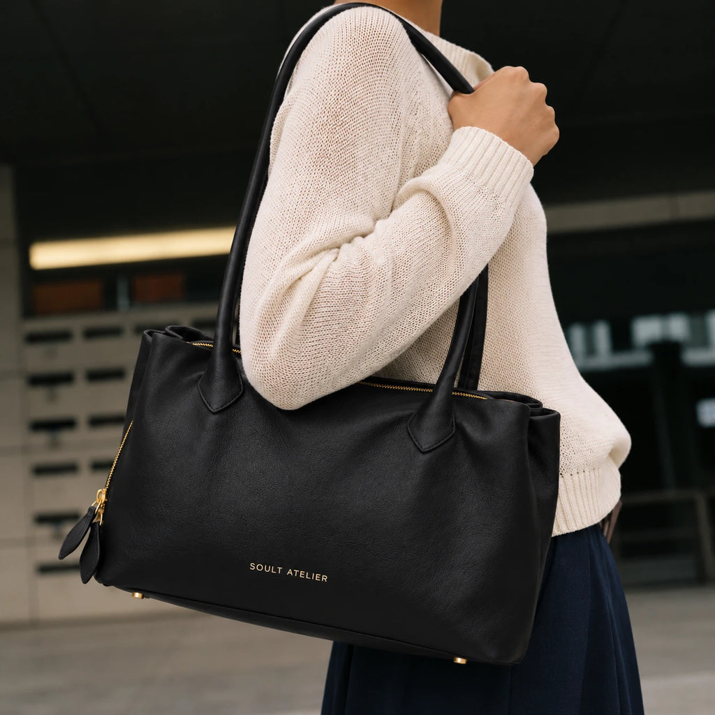 Bolsa Feminina Preta Em Couro Aurora | Soult Atelier