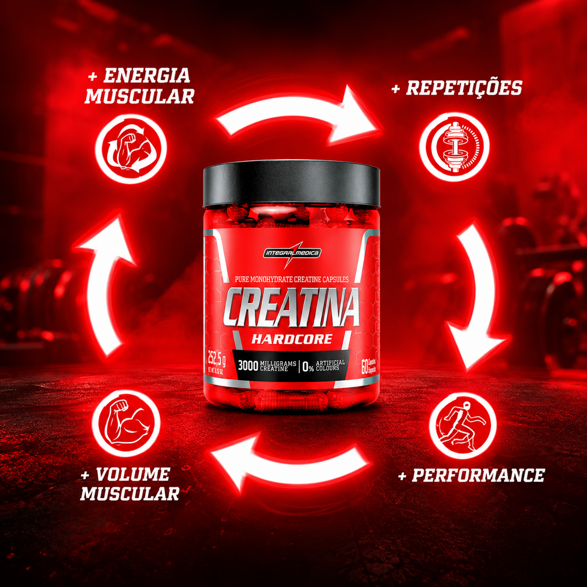 Creatina 100% Pura 60 Cápsulas
