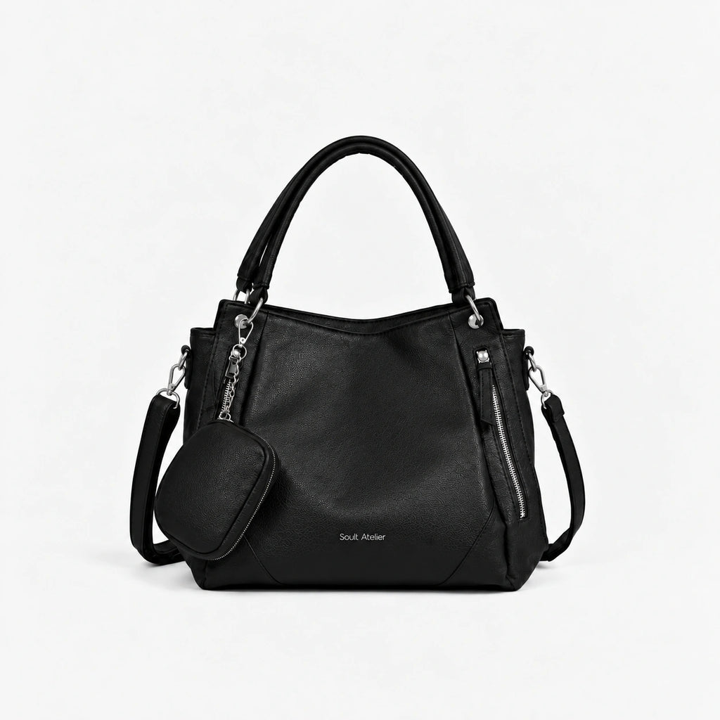 Bolsa Feminina Preta Em Couro Siena