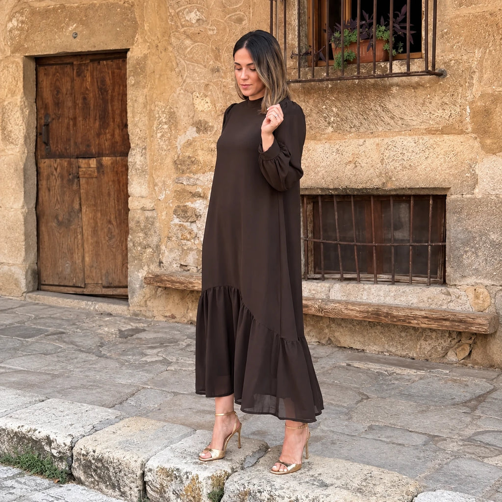 vestido marrom madrinha
