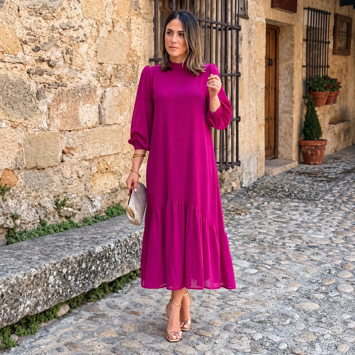 vestido rosa canela