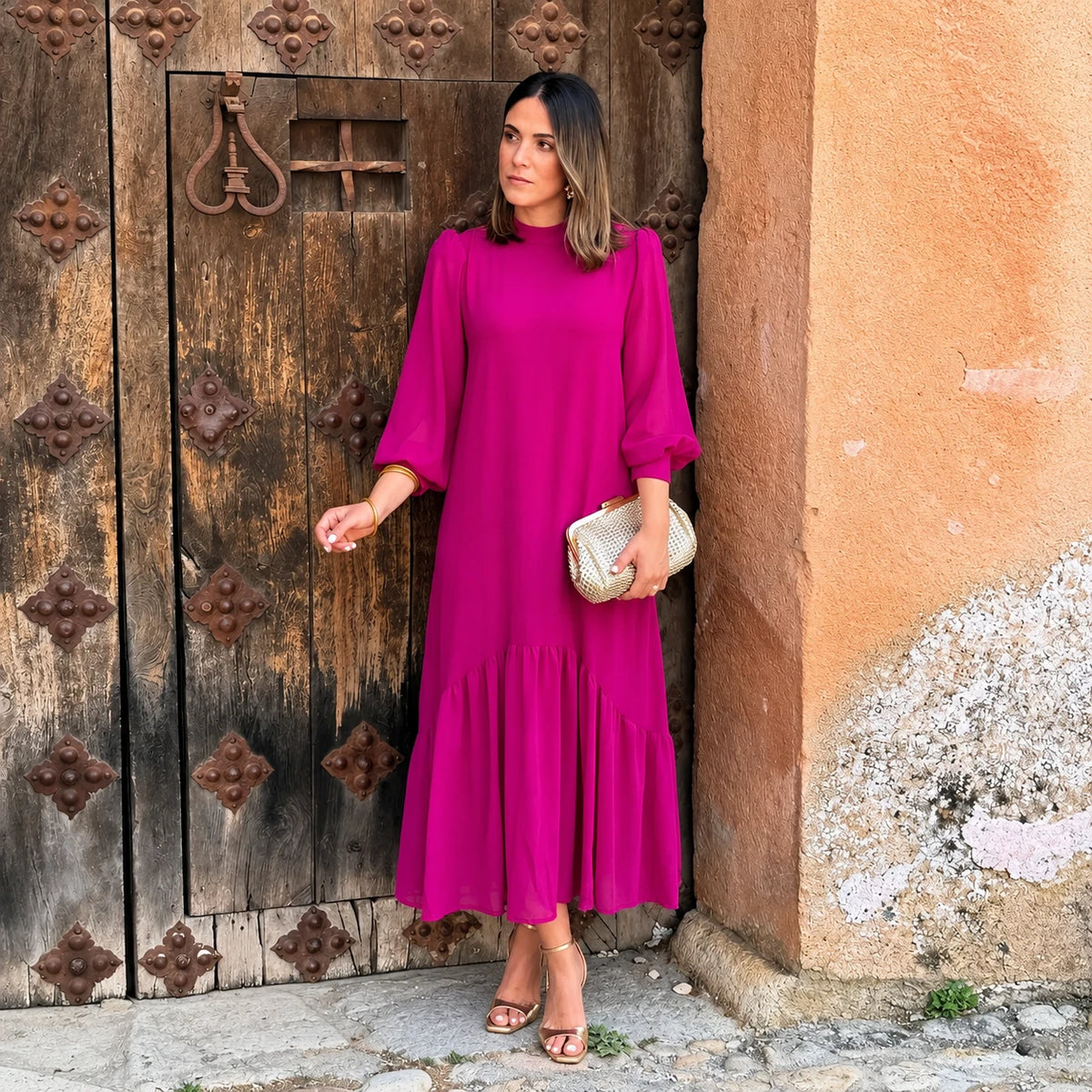 vestido rosa curto